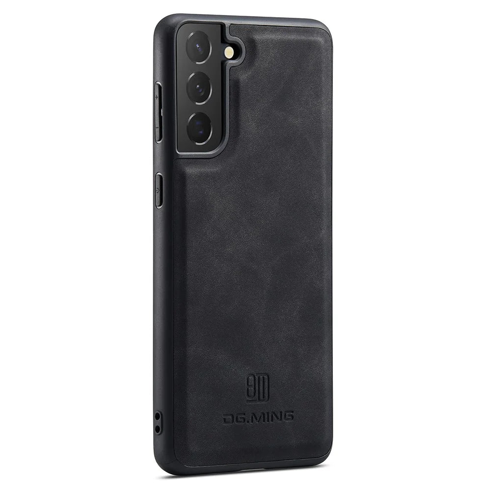 DG.MING Protective Case for Samsung Galaxy S22 5G Case Drop-Proof PC+TPU+PU Phone Cover - Black - 3