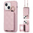 For iPhone 15 Case PU+TPU Phone Cover Card Slot Protective Case - Light Purple - 1