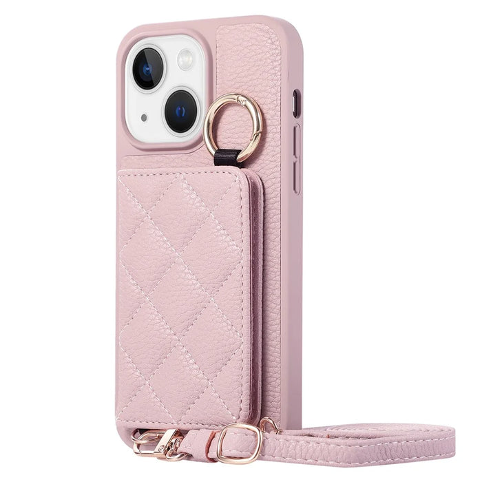 For iPhone 15 Case PU+TPU Phone Cover Card Slot Protective Case - Light Purple - 4