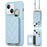 Protective Case for iPhone 15 Plus Case Card Slot PU+TPU Phone Cover - Blue - 1