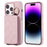 For iPhone 15 Pro Max Case PU+TPU Phone Cover Card Slot Shockproof Case - Light Purple - 3