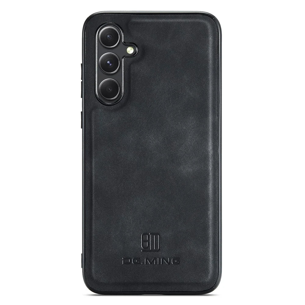 DG.MING PU+PC+TPU Case for Samsung Galaxy A34 5G Protective Case Drop-Proof Phone Cover - Black - 3