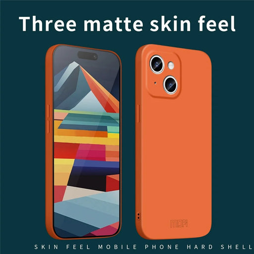 MOFI JK Qin Series For iPhone 14 Plus Case Skin-Touch Acrylic+TPU Phone Cover - Orange - 2
