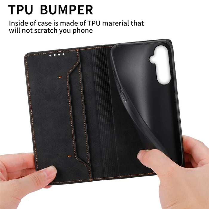 DF-05 Stand Cover for Samsung Galaxy A05s 4G Case RFID Blocking Leather Phone Shell Wallet - Black - 5