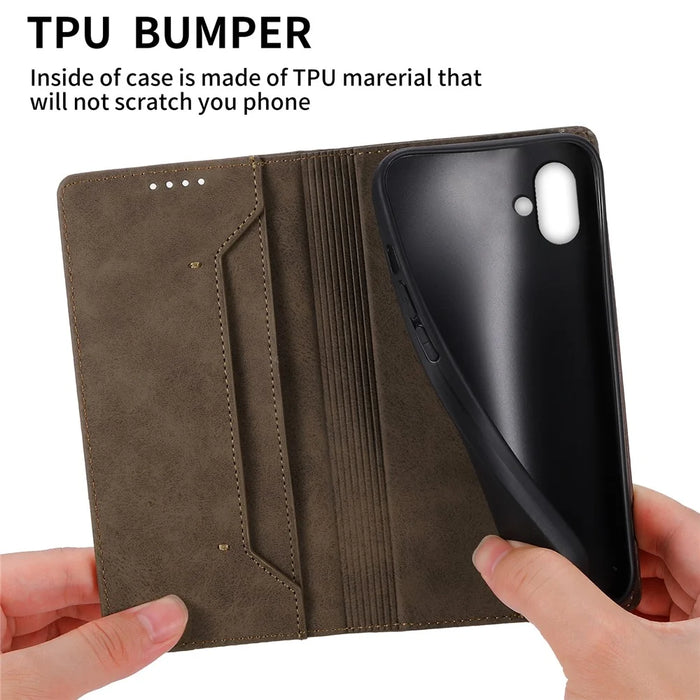 DF-05 For Samsung Galaxy A05 4G Case PU Leather Smartphone Stand Shell Wallet - Brown - 7