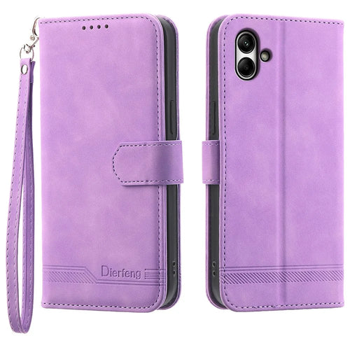 DIERFENG DF-03 For Samsung Galaxy A05 4G Case PU Leather Stand Phone Wallet Shell - Purple - 1