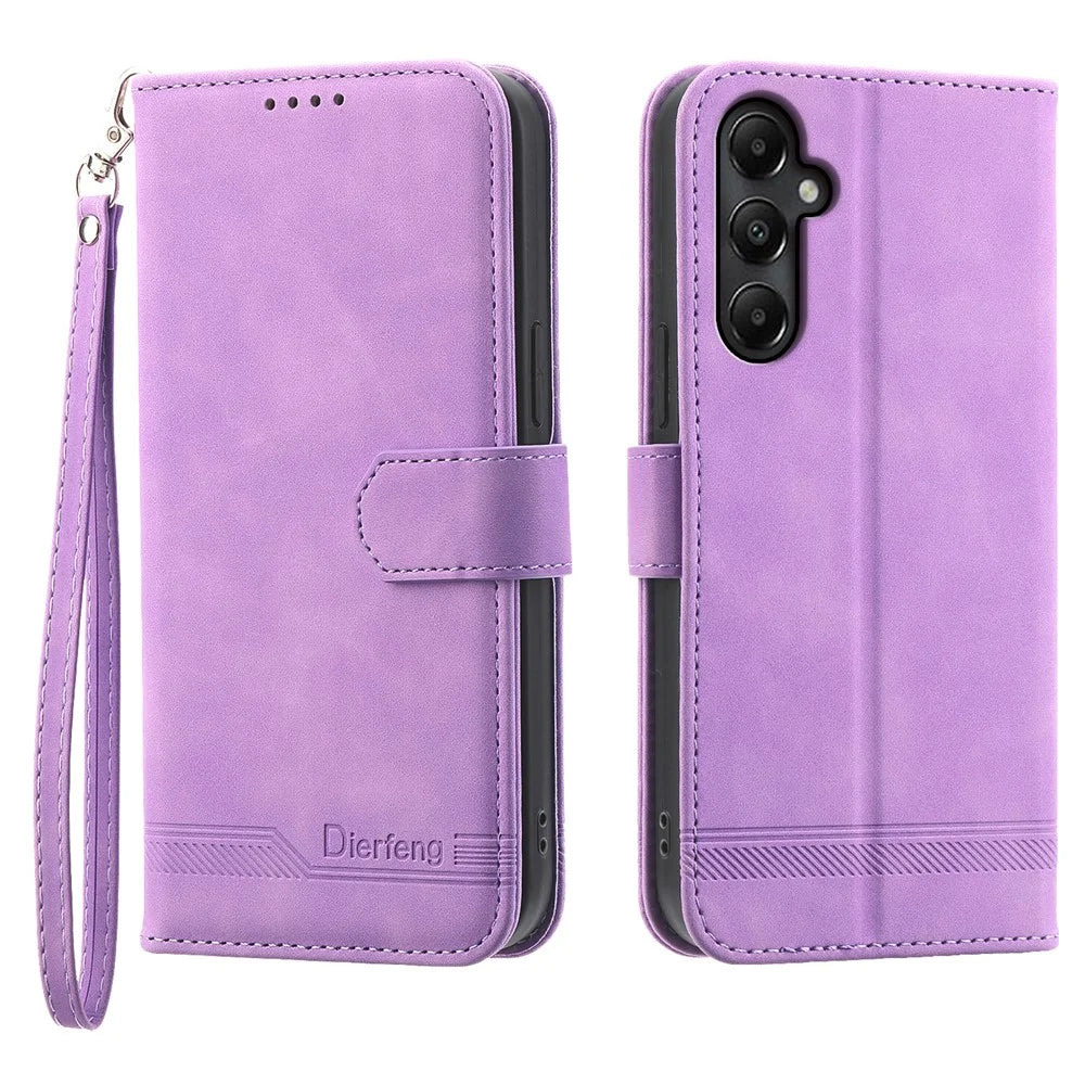 DIERFENG DF-03 For Samsung Galaxy A05s 4G Case Slim-Fit PU Leather Stand Cover Phone Shell Wallet - Purple - 1