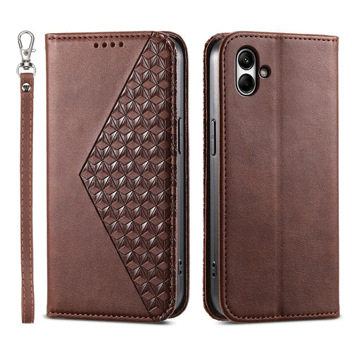For Samsung Galaxy A05 4G Case Imprinted PU Leather Wallet Shockproof Phone Cover - Brown - 1