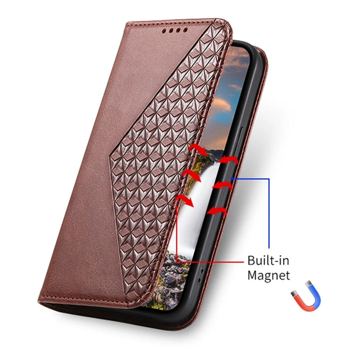 For Samsung Galaxy A05 4G Case Imprinted PU Leather Wallet Shockproof Phone Cover - Brown - 4