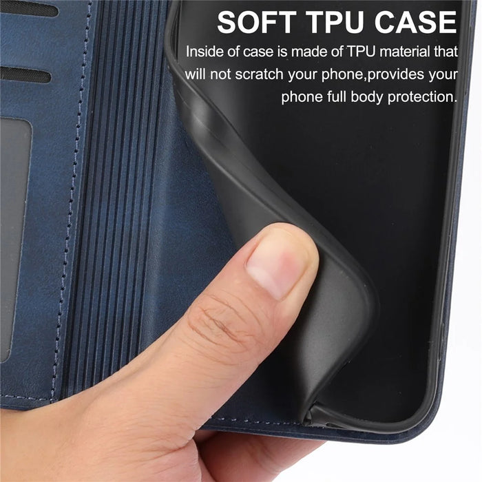 For Samsung Galaxy A05s 4G Case Imprinted Rhombus Pattern Wallet Stand Phone Cover - Blue - 6