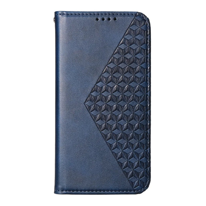 For Samsung Galaxy A05s 4G Case Imprinted Rhombus Pattern Wallet Stand Phone Cover - Blue - 7