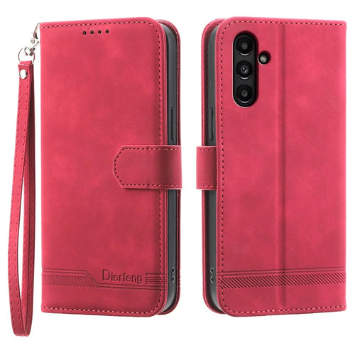 DIERFENG DF-03 For Samsung Galaxy A15 4G Case Shockproof Leather Stand Phone Cover Wallet - Red - 1
