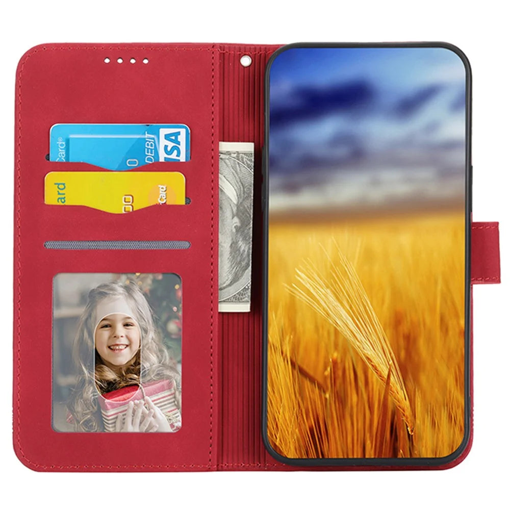 DIERFENG DF-03 For Samsung Galaxy A15 4G Case Shockproof Leather Stand Phone Cover Wallet - Red - 2