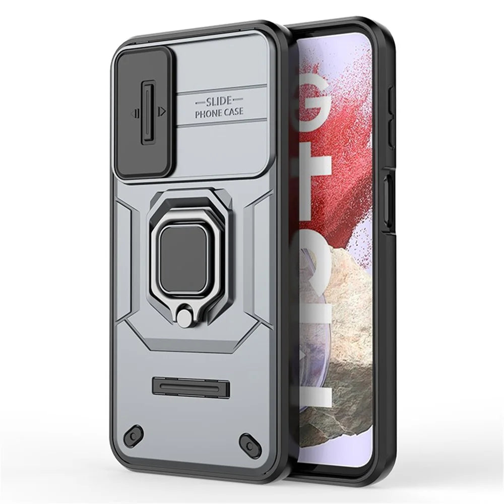 For Samsung Galaxy M34 5G / F34 5G Case Slide Lens Guard PC+TPU Phone Protective Cover - Grey - 2