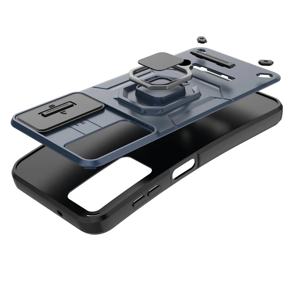 For Samsung Galaxy M34 5G / F34 5G Case Slide Lens Guard PC+TPU Phone Protective Cover - Grey - 4