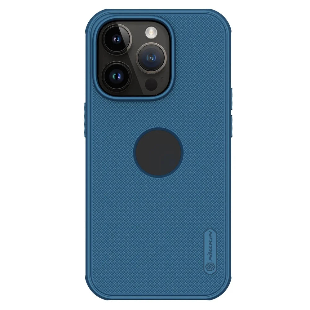 NILLKIN Super Frosted Shield Pro for iPhone 15 Pro Phone Case PC Matte Phone Cover (Logo Hole Design) - Blue - 1