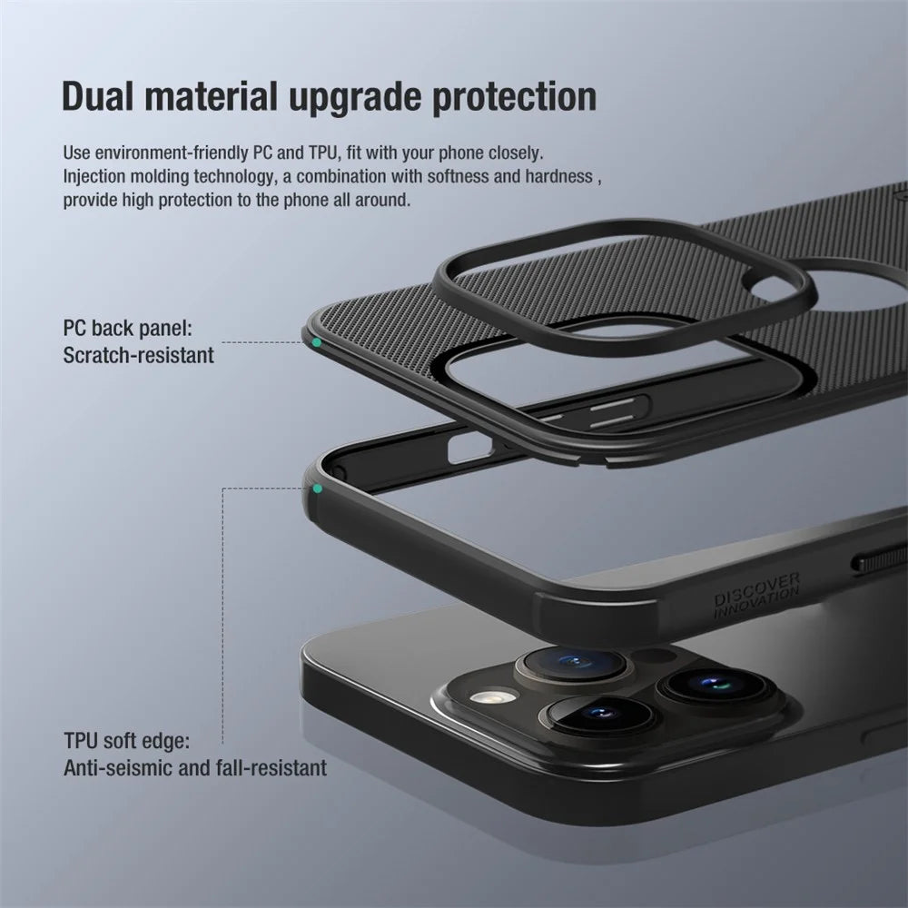 NILLKIN Super Frosted Shield Pro for iPhone 15 Pro Phone Case PC Matte Phone Cover (Logo Hole Design) - Blue - 6