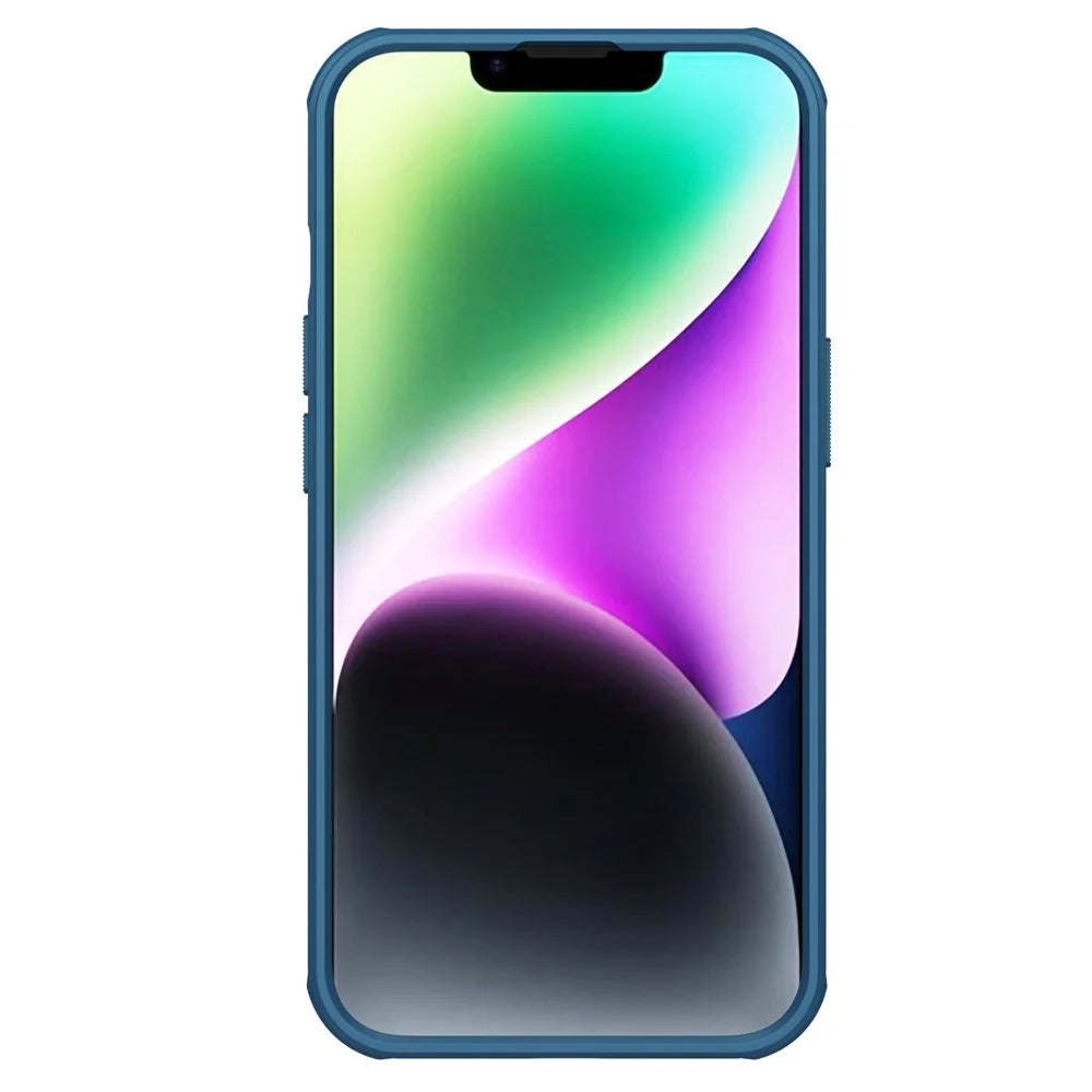NILLKIN Super Frosted Shield Pro for iPhone 15 Case Anti-scratch Matte PC Cover (Logo Hole Design) - Blue - 2