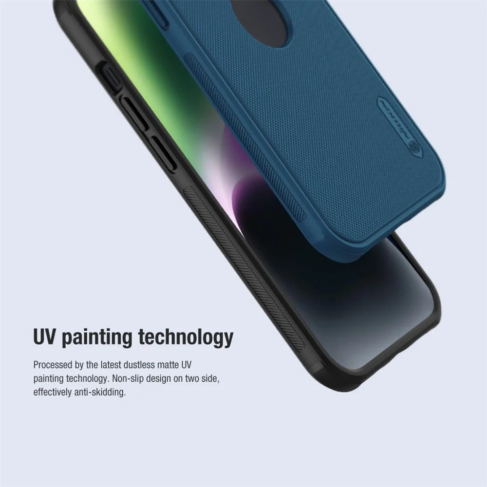 NILLKIN Super Frosted Shield Pro for iPhone 15 Case Anti-scratch Matte PC Cover (Logo Hole Design) - Blue - 5