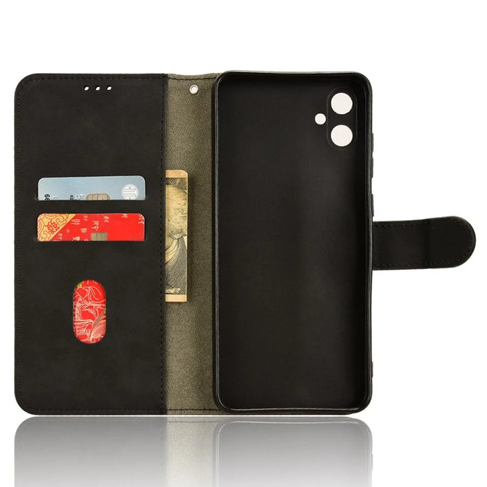For Samsung Galaxy A05 4G Case Anti-drop Leather Phone Cover Wallet with Stand Function - Black - 4