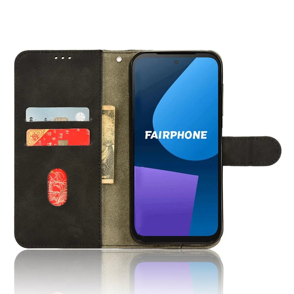 For Fairphone 5 Case Wallet Stand Anti-drop Phone Leather Cover - Black - 2