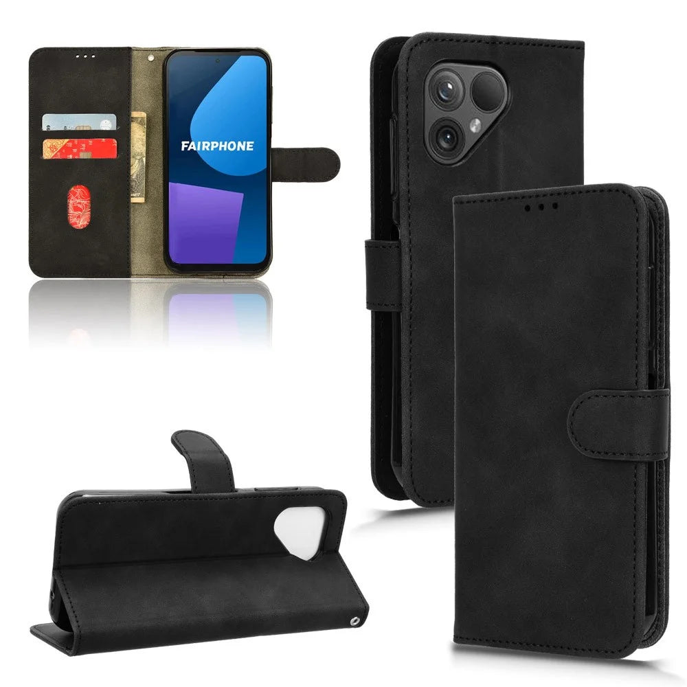 For Fairphone 5 Case Wallet Stand Anti-drop Phone Leather Cover - Black - 7