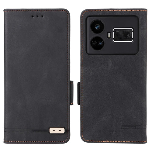For Realme GT5 5G Case Shockproof PU Leather Wallet Stand Mobile Phone Cover - Black - 1