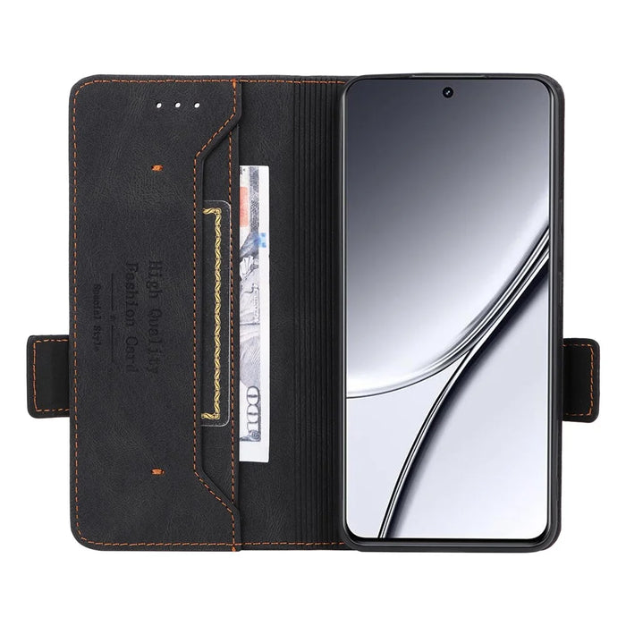 For Realme GT5 5G Case Shockproof PU Leather Wallet Stand Mobile Phone Cover - Black - 2