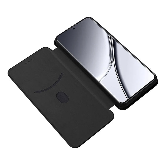 For Realme GT5 5G Case Shockproof Cell Phone Cover Leather Stand Shell with Card Slot - Black - 2