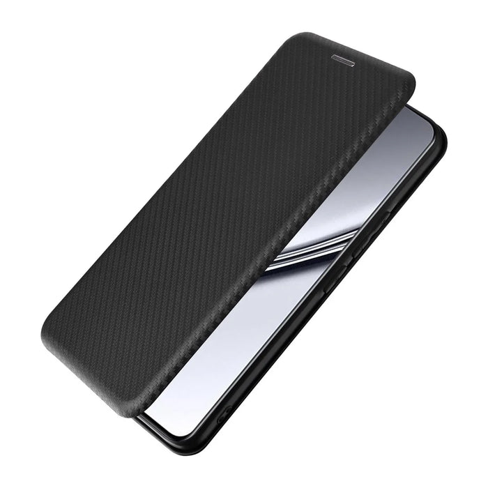 For Realme GT5 5G Case Shockproof Cell Phone Cover Leather Stand Shell with Card Slot - Black - 6