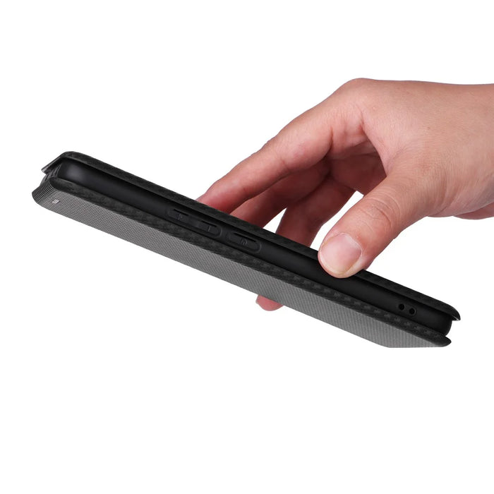 For Realme GT5 5G Case Shockproof Cell Phone Cover Leather Stand Shell with Card Slot - Black - 7