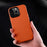 MELKCO For iPhone 15 Pro Max Case Anti-scratch Genuine Cow Leather+PC Magnetic Phone Cover - Orange - 2