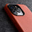 MELKCO For iPhone 15 Pro Max Case Anti-scratch Genuine Cow Leather+PC Magnetic Phone Cover - Orange - 3