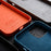 MELKCO For iPhone 15 Pro Max Case Anti-scratch Genuine Cow Leather+PC Magnetic Phone Cover - Orange - 5