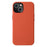 MELKCO For iPhone 14 Plus Case Magnetic Genuine Cow Leather+PC Anti-drop Phone Cover - Orange - 1