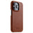 MELKCO For iPhone 15 Pro Max Case Waxy Genuine Cow Leather+PC Incomplete Phone Cover - Brown - 2
