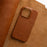 MELKCO For iPhone 15 Pro Max Case Waxy Genuine Cow Leather+PC Incomplete Phone Cover - Brown - 3