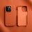 MELKCO For iPhone 15 Pro Case Anti-scratch Genuine Cow Leather+PC Magnetic Phone Cover - Orange - 2