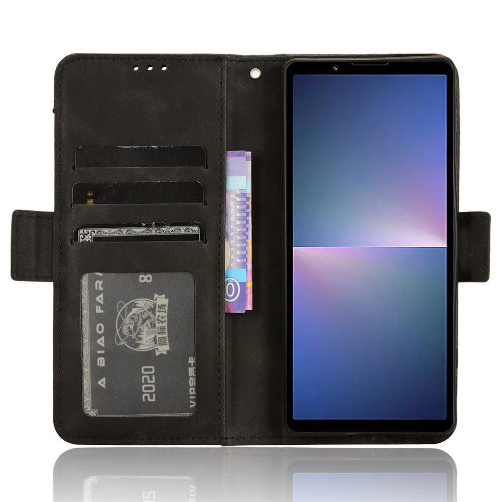 For Sony Xperia 5 V Case Multiple Card Slots Leather Wallet Stand Phone Cover - Black - 2