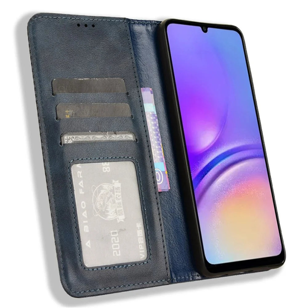 For Samsung Galaxy A05 4G Case Shockproof PU Leather Wallet Stand Phone Cover - Blue - 2