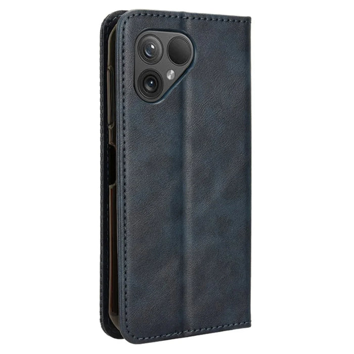 For Fairphone 5 Case Phone Stand Cover Retro PU Leather Wallet Magnetic Shell - Blue - 6