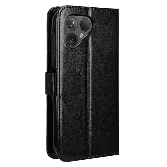 For Fairphone 5 Case Crazy Horse Texture Phone Flip Leather Cover - Black - 5