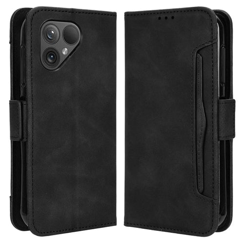 For Fairphone 5 Case Anti-scratch Folio Flip PU Leather Phone Wallet Cover - Black - 1