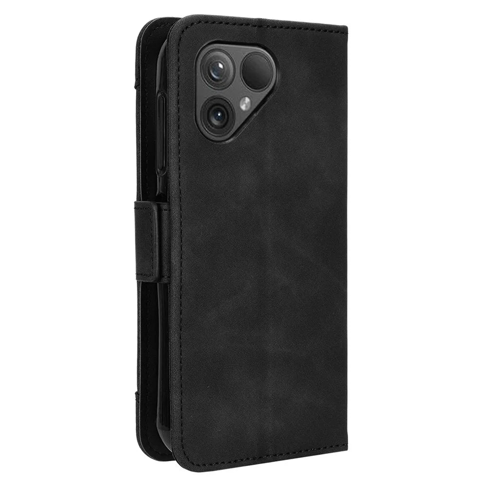 For Fairphone 5 Case Anti-scratch Folio Flip PU Leather Phone Wallet Cover - Black - 6