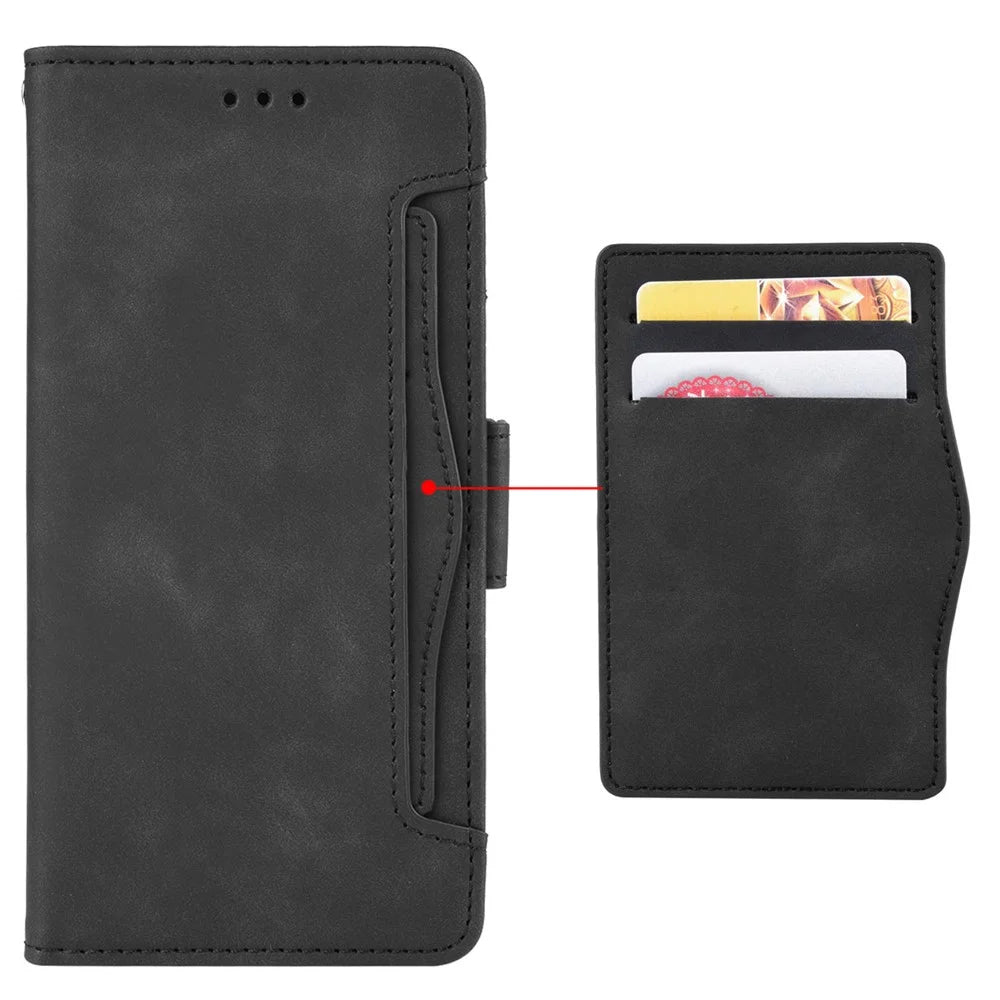 For iPhone 15 Pro Max Case PU Leather Wallet Shockproof Stand Phone Cover - Black - 4