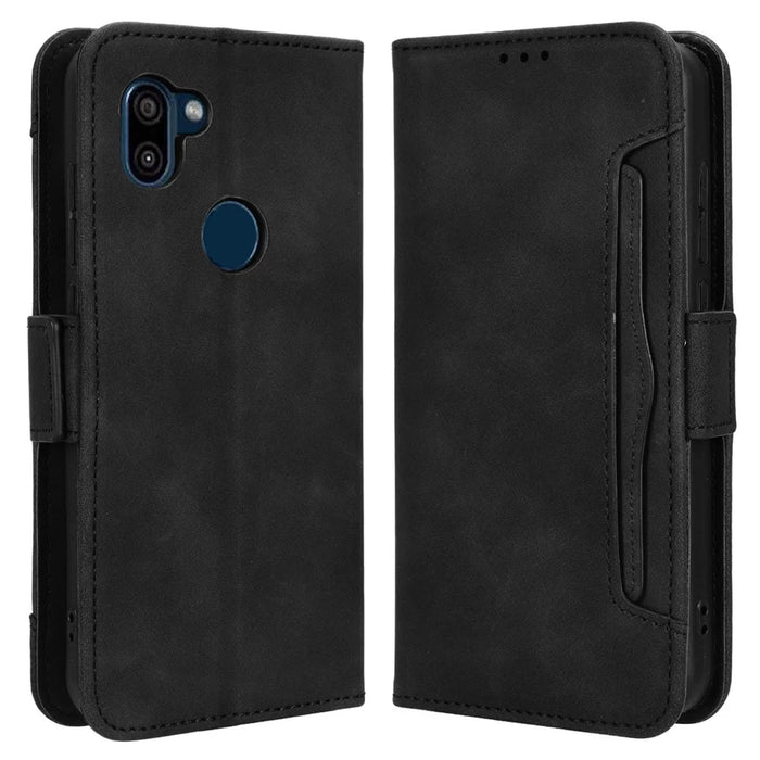 For Orbic Fun+ 4G Case Anti-scratch PU Leather Phone Wallet Folio Flip Cover - Black - 1