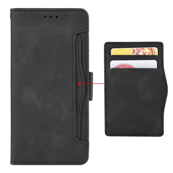 For Orbic Fun+ 4G Case Anti-scratch PU Leather Phone Wallet Folio Flip Cover - Black - 4