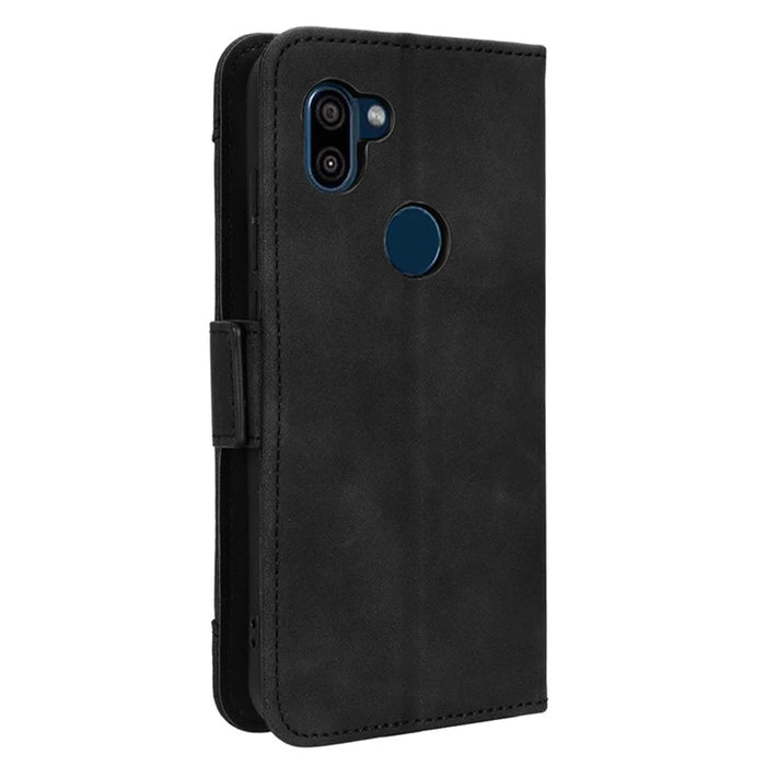 For Orbic Fun+ 4G Case Anti-scratch PU Leather Phone Wallet Folio Flip Cover - Black - 6
