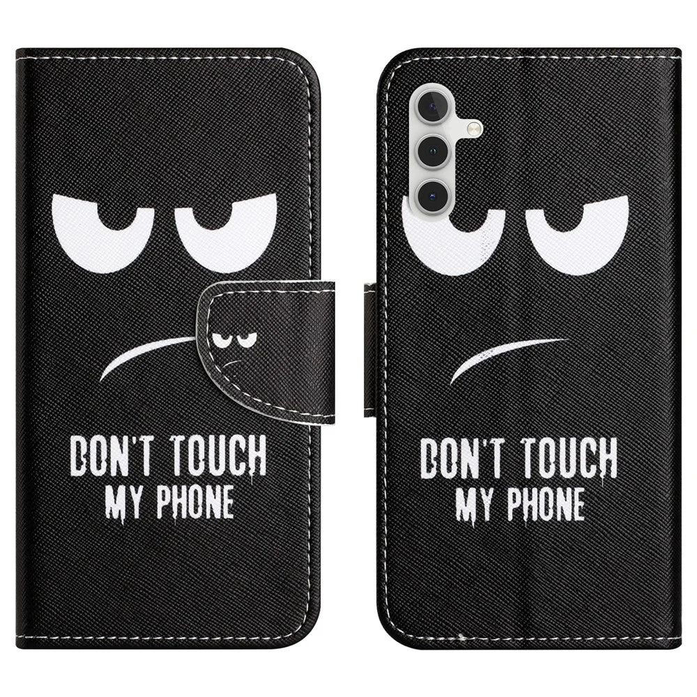For Samsung Galaxy A05s 4G Case Pattern Printing Wallet PU Leather Phone Cover - Don't Touch My Phone - 1