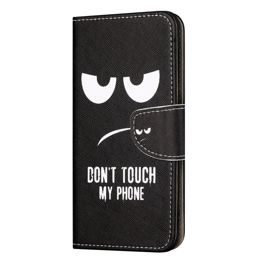 For Samsung Galaxy A05s 4G Case Pattern Printing Wallet PU Leather Phone Cover - Don't Touch My Phone - 4